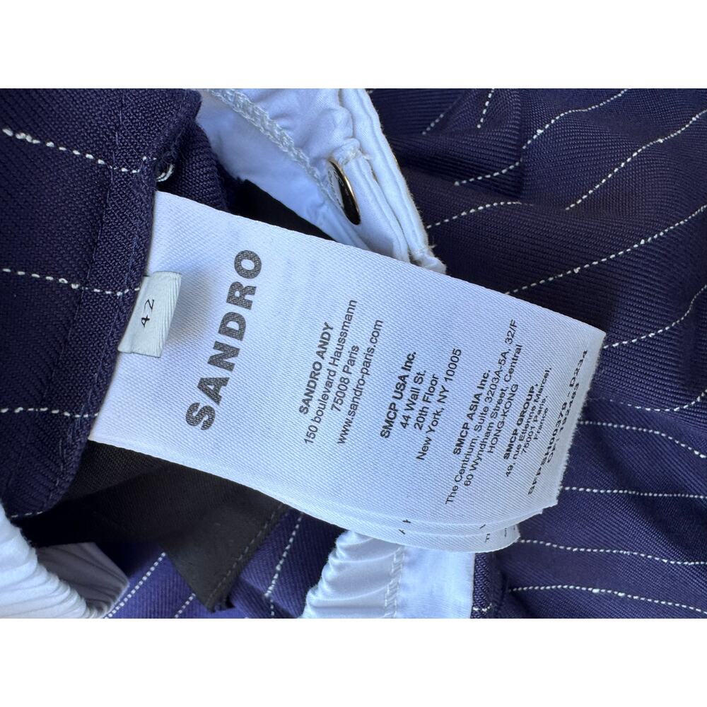Sandro Pinstripe Double Waistband Twill Shorts 42 US 10 - Picture 9 of 9